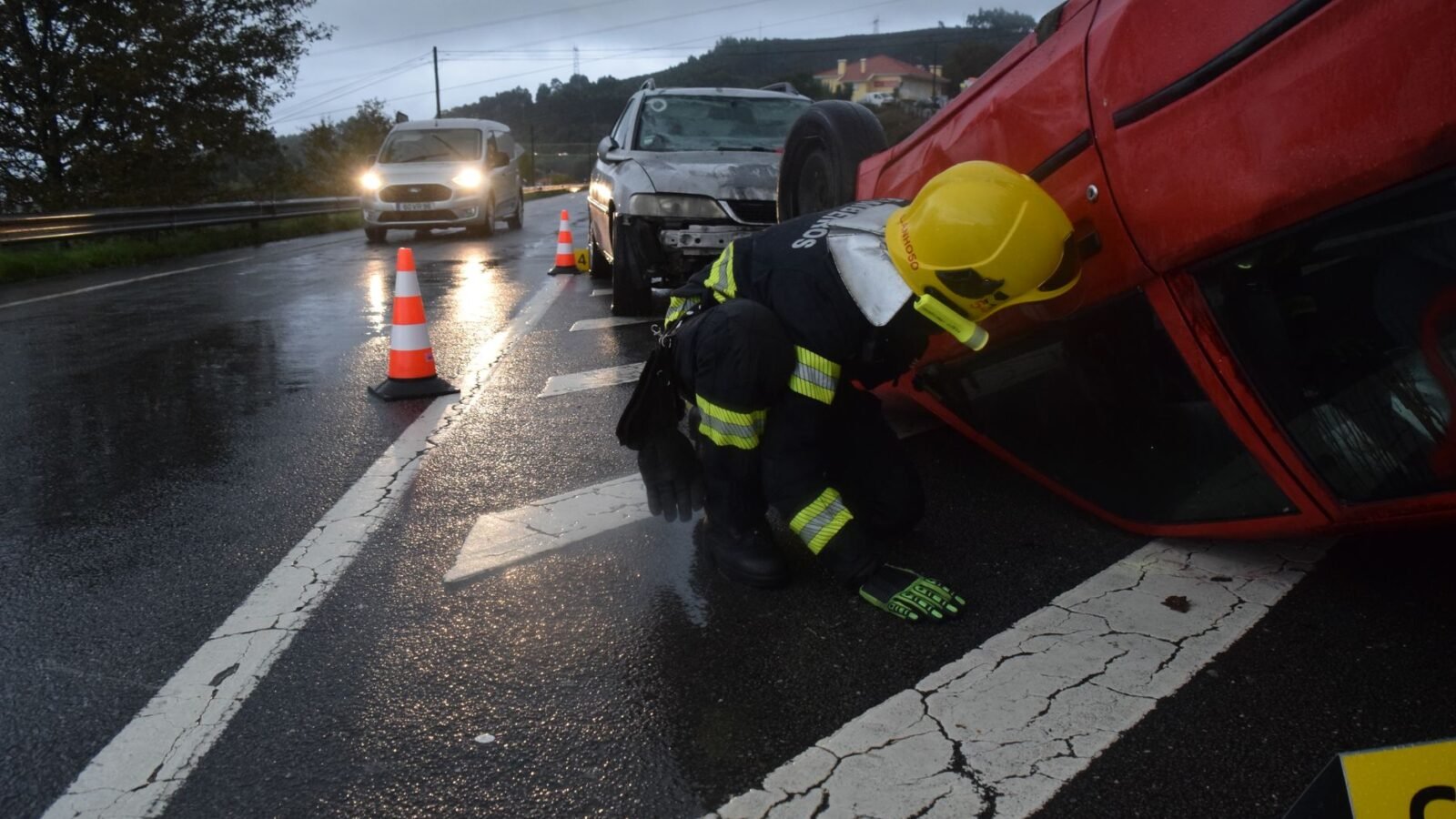 Thematic lead image: overturned bus, emergency services — Polish Bus Crash in Hungary Exposes Cross-Border Regulatory Gaps | National Times