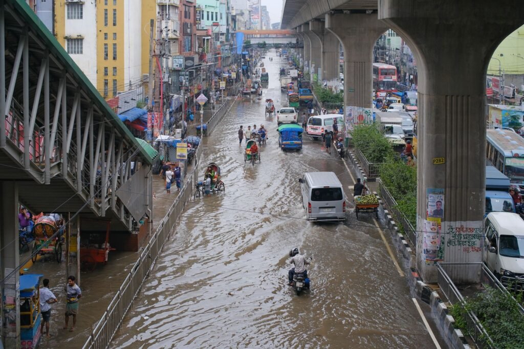 Thematic lead image: heavy rain, flooded streets — Japan's Infrastructure Stress-Tested by Extreme Weather Events | National Times