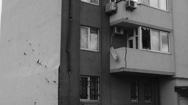 Thematic lead image: damaged building — Kyiv drone strike tests Ukraine's air defence and Russia's signalling | National Times